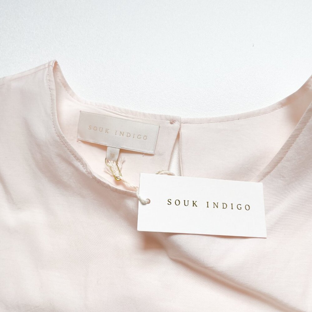 Souk Indigo Jane Puff Sleeve Blouse Cotton Silk Soft Pink Size Medium NEW NWT - Picture 7 of 11